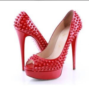 Christian Louboutin Red lady peep spikes 150mm